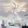 Fachae 78cm Bianco Lampadario con Ventola Soggiorno Timer | Silenzioso Reversibile 6 Velocità Dimmerabile Ventilatore da Soffitto con Luce e Telecomando per Cucina Camera da Letto