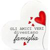 VELORAH Regalo per Amici Che Diventano Famiglia in Legno di Faggio, Cuore Decorativo Autoportante con Dedica, Idea Regalo Amicizia, Casa e Persone Speciali, Made in Italy