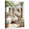 HALFLEMART Stampa su tela Con Cornice Città Italiana Vintage Pittura Giardino Mediterraneo Quadri su tela Paesaggio Rustico Italiano Quadri Moderni Stampe da Parete Soggiorno Camera da Letto Bagno 40x60cm