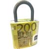 BLUECHOLON Salvadanaio Originale Lucchetto XL 100 Euro, 200 Euro, Salvadanaio Per Bambini In Latta Grande XXL 16 X 27 Cm (Lucchetto 200 Euro)