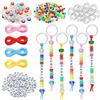 Vauki Set di 556 perline fai da te, perline e lettere a forma di cuore, con anelli in metallo, kit fai da te creativo per realizzare portachiavi e gioielli fai da te creativi