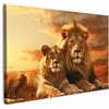 MuchoWow© Quadro Camera Da Letto Quadri Soggiorno Decorazione Parete Quadri | 60x40 cm - Moderni Su Tela Stampe Foto Con Cornice Quadretti PosterLeone - Animali - Savana - Africa