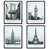 moorg Set da 4 Quadri su Tela con Struttura Interna in Legno 40x50 cm, Quadro New York, London, Paris e Brooklyn, Stampa su Tela Canvas (City)