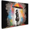 MuchoWow© Stampe Su Tela Quadro Soggiorno Quadri Camera Da Letto Moderni | 70x50 cm - Accessori Salotto Poster Da Parete Con Cornice DecorazioneRagazza - Arte - Ombrello - Graffiti - Colori - Muro