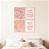 Shuqio Set di 4 quadri da parete rosa estetici e stampe artistiche, motivo pastello (cuori, raggi di sole) per soggiorno e camera da letto, decorazione estetica, senza cornice, 30 x 40 cm