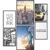 Papierschmiede® Mood Poster Set Stampe da Parete « New York » Quadri moderni per Soggiorno e Camera da Letto e Cucina, 2x A4 e 4x A5, statua della Libertà USA America - senza cornici