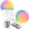 VARICART Lampadina Colorata, E27 LED Dimmerabili con Telecomando 2 Pezzi | Lampada Luce Bianco Caldo 3000K, Lampadine RGB 12 Colore, Funzione Memoria e Timer, 10W 1000LM (100W Equiv.), AC220-240V