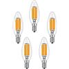 ZYUJIA E14 Lampadine a LED Dimmerabili a Candela, C35 Candelabri a Vite Piccola Lampadine a LED Lampada a Filamento Bianco Caldo 2700K 6W(Equivalente a 60W)5 Confezioni