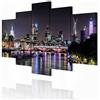 decomonkey Quadri Moderni Soggiorno New York Paesaggio, 5 pezzi, 200x100 cm | Tela strutturata su telaio in legno, decorazione da parete, natura, Quadro Stampa su Tela