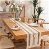 Generic Runner da tavola con motivo geometrico bohémien, 30 x 140 cm, con trama intrecciata e bordo frangiato, per tavolo da pranzo, cucina o console, accento per la casa (bianco sporco)