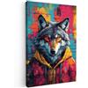 MuchoWow© Quadri Con Cornice Decorazione Quadri Per Camera Da Letto | 40x60 cm - Quadretti Da Parete Moderni Quadro Moderno Soggiorno Grande Foto Su TelaGraffiti - Lupo - Street art - Animali