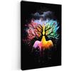 MuchoWow© Quadro Camera Da Letto Quadri Soggiorno Decorazione Parete Quadri | 80x120 cm - Moderni Su Tela Stampe Foto Con Cornice Quadretti Poster Casa Volti - Silhouette - Rami - Colorato