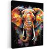 MuchoWow© Stampa Su Tela Decorazioni Pareti Canvas Grandi Dimensioni Quadri | 60x80 cm - Con Cornice Moderni Quadro Soggiorno Foto Camera Da LettoElefante - Graffiti - Nero - Animali - Colori