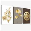 HALFLEMART 3Pcs Foglie di ginkgo oro caramello Stampa su tela Con Cornice Fiori di margherita floreali Pittura Quadri su tela Quadri Moderni Bagno Camera da Letto Soggiorno Stampe da Parete 50x70cm x3