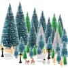 BOUBONI Mini albero di Natale, set da 35 pezzi con villaggio di Natale, renna, pupazzi di neve, panche, lampioni, decorazioni natalizie, feste al chiuso, casa, tavolo artigianale (multicolore)
