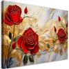 Feeby Quadro su Tela Non Tessuta - Stampa Su Tela - Rose Oro Fiori Marmo - 60x40 cm - Decorazione Murale - Moderno Soggiorno - quadri moderni soggiorno - poster