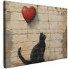 MuchoWow© Quadro su Tela Stampe da Parete Quadri Cucina Camera da Letto | 40x30 cm - Dipinto Arredamento Casa Street art - Gatto - Palloncino - Graffiti - Banksy