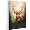 MuchoWow© Quadri Con Cornice Decorazione Quadri Per Camera Da Letto | 60x90 cm - Quadretti Da Parete Moderni Quadro Moderno Soggiorno Grande Foto Su Tela Cervo - Dipinto - Corna - Marrone