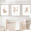 Generico 3 Stampe Personalizzate Nomi Bimbo Orso Nuvola Stelle Luna Marroni Beige 30x 40 cm Quadro Cameretta Ragazzo Decorativi da Parete Bambini Poster Camera Ragazza Regalo Tela senza Cornice