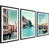 ag.art deco Set di 3 Quadri Moderni 40x50cm Senza Cornice Legno MDF Robusto | Turchese d'Italia, Decorazione da Parete, per Soggiorno e Camera da Letto, Design Moderno, Vetro Protettivo, Soggiorno