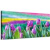 Generico Campo di tulipani rosa - Quadro su tela con telaio in legno - 100x50 cm