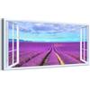 Generico Quadro finestra panorama campo di lavanda - Stampa su tela con telaio in legno - 80x40 cm