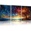 KiKiHong 3 Pcs Quadro Albero della vita Su Tela Stampe Quadro Moderno Soggiorno Con Cornice Moderni Camera da Letto Soggiorno Decorazioni Murale 30x40cm