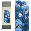 AtfArt Dipinto In Seta Asiatica Decorazione Da Parete Con Fiori - Diagramma Di Loto Bella Arte Cinese Da Appendere Alla Parete Pergamena Pittura Decorativa Orientale (91,9 X 30,5 Cm)