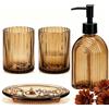 TBRFP Set di accessori da bagno, set di 4 dispenser di sapone in vetro, set di accessori da bagno con dispenser per sapone, 2 bicchieri per spazzolini, set di accessori da bagno in vetro, set decorativo per