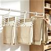 SEVEMKTC Grucce Pantaloni Salvaspazio, 5 in 1 Appendini per Pantaloni Multifunzionali, 3 Pezzi Porta Pantaloni Pieghevole, Appendiabiti per Jeans, Sciarpe, Asciugamani, Donne e Uomini Vestiti, Bianco