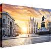 Wallazz Quadro su Tela Milano - Quadri Moderni Soggiorno - Tram, Duomo, Galleria, Navigli, Castello, Arco, Scala - Stampa su Tela - Quadro Moderno Soggiorno - 50x100cm