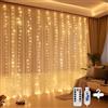 DazSpirit 3Mx3M 300 Tenda luminosa a LED, catena di luci USB decorative con 8 modalità di luce Telecomando e timer, impermeabile per la festa di nozze Camera da letto di Natale (Bianco Caldo)