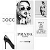 Papierschmiede® Mood Poster Set Stampe da Parete « Coco Bianco e Nero » Quadri vintage per Soggiorno e Camera da Letto e Cucina, 2x A3 e 4x A4, Glamour Lifestyle Moda - senza cornici