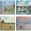 LuxHomeDecor Set di 4 quadri 30x30 cm - stampa su tela con telaio in legno stile impressionista con paesaggi naturali - Claude Monet