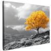 MuchoWow© Quadro Camera Da Letto Quadri Soggiorno Decorazione Parete Quadri | 40x30 cm - Moderni Su Tela Stampe Foto Con Cornice Quadretti PosterGiallo - Albero - Natura - Bianco e nero