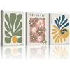 WENGTIAO 3 Pezzi Boho Floreale Mercato Quadro su Tela Incorniciato | Stampa su Tela Astratti Fiori Selvatici Quadri Moderni Soggiorno Camera da Letto Decorazioni Parete 30x40cmx3