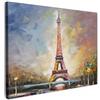 MuchoWow© Quadro Moderno Soggiorno Decorazioni Da Parete Quadri Su Tela Da | 70x50 cm - Salotto Grandi Foto Con Cornice Stampe Su Tela Camera Da LettoTorre Eiffel - Pittura a olio - Parigi
