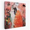 BKstuff Quadro stampa su tela canvas Quadro opere di Gustav Klimt Donne da appendere Arredamento (50x50cm, Le amiche, Gustav Klimt)