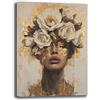 Printerland Quadro Moderno Donna con Fiori Quadri moderni soggiorno da Parete XXL grande Stampa su tela Canvas Decorazione Murale muro Arredo Camera da letto Cucina (8, 30x50 cm)
