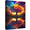 HALFLEMART Albero Della Vita Colorato Quadri Moderni Paesaggio Onirico Astrale Al Tramonto Stampa su Tela Con Cornice Pittura Quadri su tela Quadretti da Parete Soggiorno Camera da Letto Corridoio Bar 40x60cm