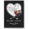 Triangle Déco Poster coppia luogo incontro con foto personalizzato - Regalo San Valentino | Quadro romantico con mappa a cuore, citta nomi e data del vostro primo istante, dolce ricordo geolocalizzato per innamorati