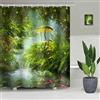 SDOTPMT 180x180cm Fata Foresta Tenda da Doccia Magia Fantasia Fungo Verde Erba Albero Fogliame Bagno Zen Fiume Tessuto Poliestere per Bambino Con Ganci