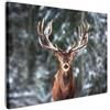 MuchoWow© Quadro Moderno Soggiorno Decorazioni Da Parete Quadri Su Tela Da | 80x60 cm - Salotto Grandi Foto Con Cornice Stampe Su Tela Camera Da Letto Cervo - Inverno - Neve - Foresta - Natura