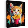 MuchoWow© Stampe Su Tela Quadro Soggiorno Quadri Camera Da Letto Moderni | 30x40 cm - Accessori Salotto Poster Da Parete Con Cornice Decorazione Muro Gatto - Cibo - Patatine fritte - Graffiti