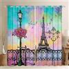 Homemissing Torre Eiffel Tende finestra per camera da letto Soggiorno Parigi Tende Bambini Ragazzi Donne Romantico Parigi City Floreale Tende Tie Dye Colorate Finestra W46* L72