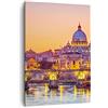 ARTTOR Moderno Quadro su Tela 50x70 cm Verticale Architettura Città - 2704 | Roma Italia Basilica Quadro Decorativo Piccolo Soggiorno Camera da Letto Decorazione da Parete Arte da Parete ARTTOR