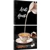 burkfeeg Set di 2 Quadri Vintage Caffè Cucina Stampa Artistica (30x30 Cm) | Moderni Con Sfondo Nero Tela Non Tessuta Coffee Bar Decorazioni Da Parete Soggiorno Corridoio Sala Da Pranzo