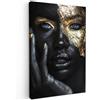 MuchoWow© Stampe su Tela moderne Quadro Moderno Soggiorno Quadretti da | 20x30 cm - Parete Room Decor Donna - Oro - Ritratto - Bianco e nero - Lusso