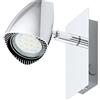 Eglo LED Applique da parete Corbera, lampada da parete in metallo | e plastica, faretto da muro cromato, lampada con interruttore, lampada da soggiorno, spot con lampadina GU10, luce calda