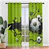 Hiseng 2 Pezzi Tende Voile Trasparente, Decorativi Sheer Tenda Calcio per Soggiorno Ragazzo Camera Cameretta Balcone Finestra e Interni,Semi Trasparente Tenda Leggera (140x275cm,Verde)